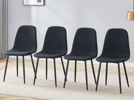 Modern Medieval Style Cushioned Side Chairs Set With Metal Legs For Kitchens