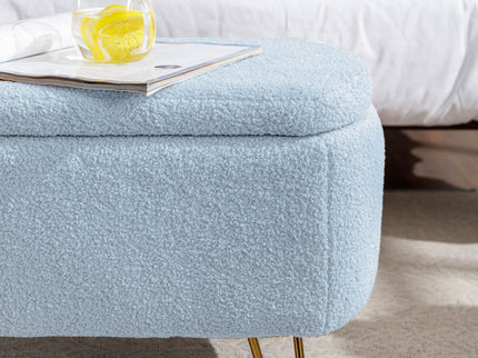 Storage Ottoman Bench For End Of Bed Legs, Modern Camel Faux Fur Entryway Bench Upholstered Padded With Storage For Living Room Bedroom