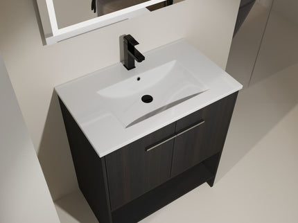 Modern Bathroom Vanity With Ceramic Sink, Freestanding Cabinet, Soft Closing Doors