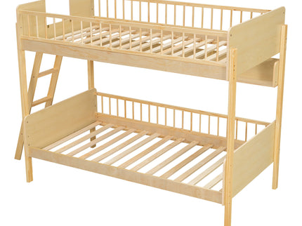 Bunk Bed With 3 Storage Shelves, Adjustable Ladder Left Or Right