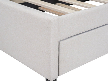 Upholstered Platform Bed With Drawers, Classic Headboard Design