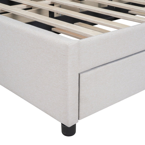 Upholstered Platform Bed With Drawers, Classic Headboard Design