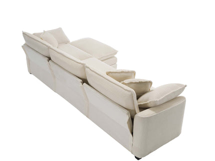 Modern Oversized Modular Cushion Sofa With Ottoman, Low Back, Deep Seating Sofa Set