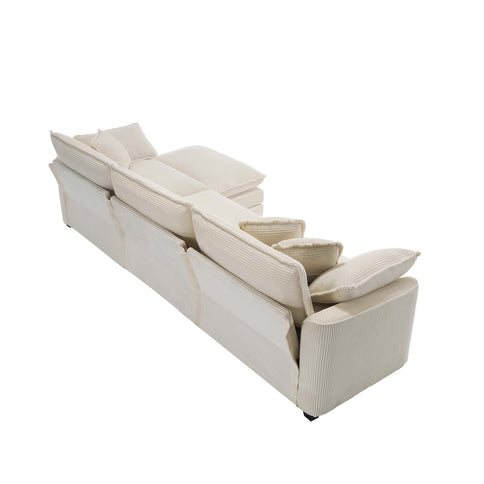 Modern Oversized Modular Cushion Sofa With Ottoman, Low Back, Deep Seating Sofa Set