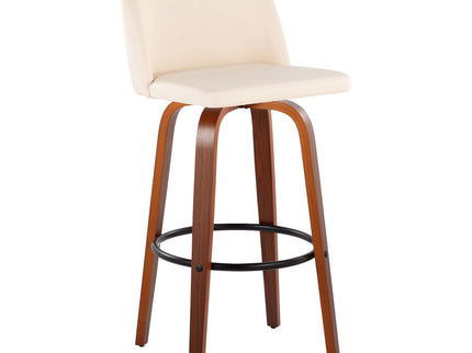 Toriano - Mid Century Modern Fixed Height Barstool Swivel And Round Footrest (Set of 2)