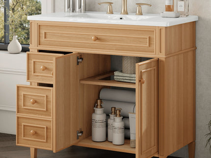 Bathroom Vanity With Sink, 3 Drawers & 2 Doors