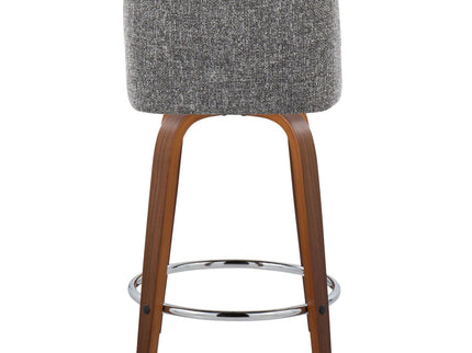 Toriano - Mid Century Modern Fixed Height Counter Stool With Swivel With Round Footrest (Set of 2)
