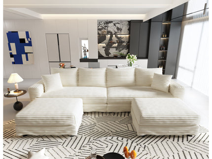 Deep Seat Convertible Sofa With Soft Pillows And Ottomans