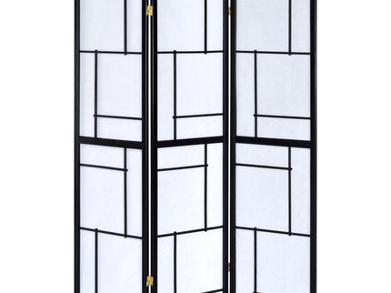 Reese - 3 Panel Room Divider Folding Shoji Screen With Accents - Beige / White