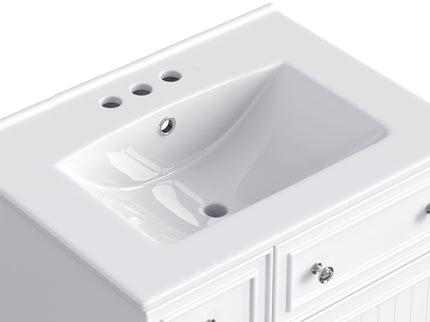 Transitional Style Bathroom Vanity Cabinet With Ceramic Sink