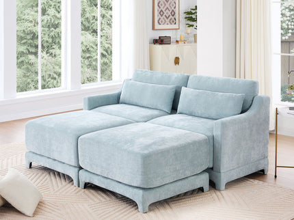 Stylish Sofa With Ottoman And Lumbar Pillows, Ergonomic Design