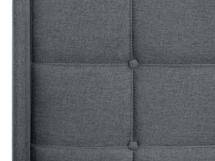 Queen Size Upholstered Platform Bed Frame With Button Tufted Linen Fabric Headboard - Dark Gray