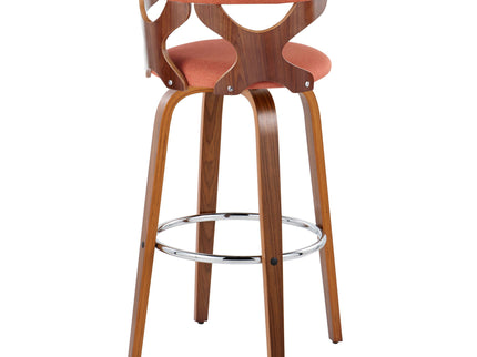 Gardenia - Mid Century Modern Fixed Height Barstool With Swivel With Round Footrest (Set of 2)