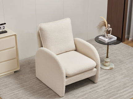 Modern Sherpa Upholstered Accent Chair, Comfortable Living Room Armchair, Lounge Chair For Bedroom, And Office