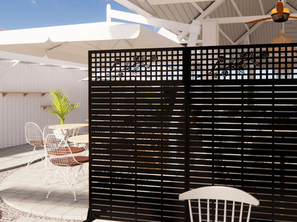 Outdoor / Indoor Divider With Freestanding Decorative Privacy Screen - Black