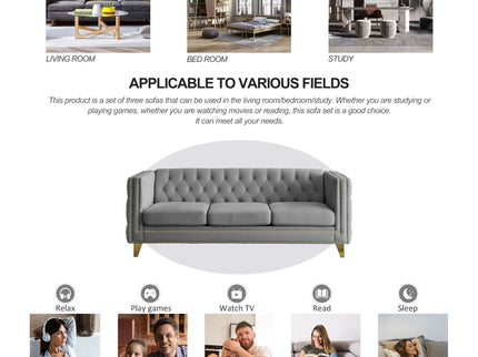 Modern Sofa With Button Tufting, Upholstered Couch For Living Room