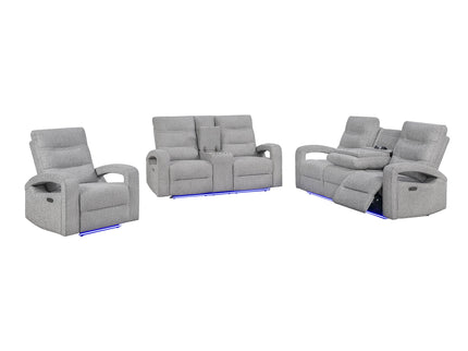 Isolde - Power Reclining Loveseat With LED Lighting - Gray