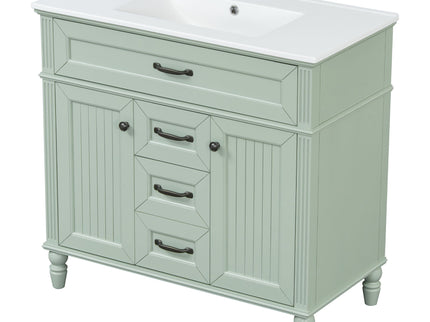 Bathroom Vanity With Sink, Flip-Out Top Drawer, Soft Close Doors, 2 Storage Drawers