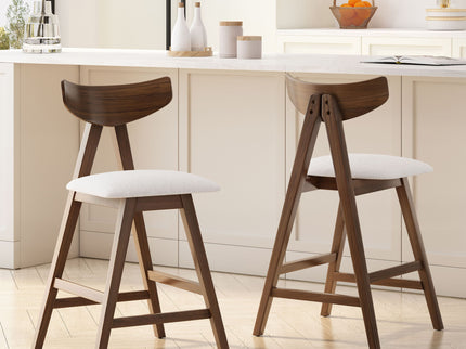 Mid Century Modern Counter Stool With V Shape Frame And Upholstered Seating