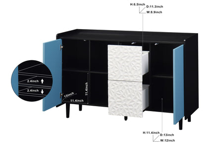Modern Sideboard Buffet Cabinet With Doors And Unique Panel Styling