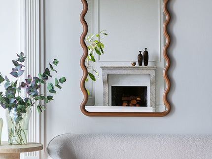 Wood Mirror With Unique Frame - Brown