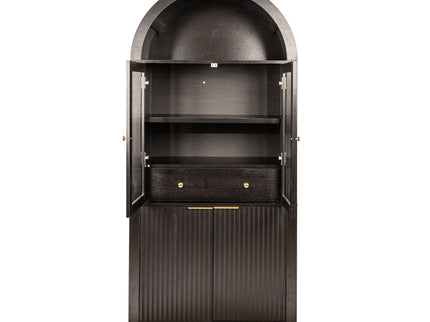 Fluted Tall Arched Pantry Cabinet With Adjustable Shelves