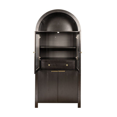Fluted Tall Arched Pantry Cabinet With Adjustable Shelves