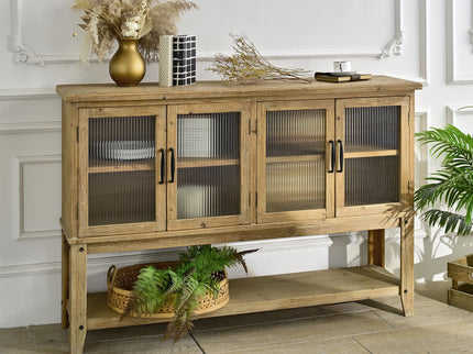 Rectangle Accent Sideboard Cabinet With Storage Shelf, Cabinet For Kitchen - Natural Wood