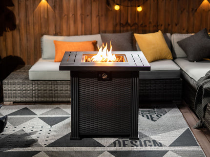 Square Fire Pit Table - Brown