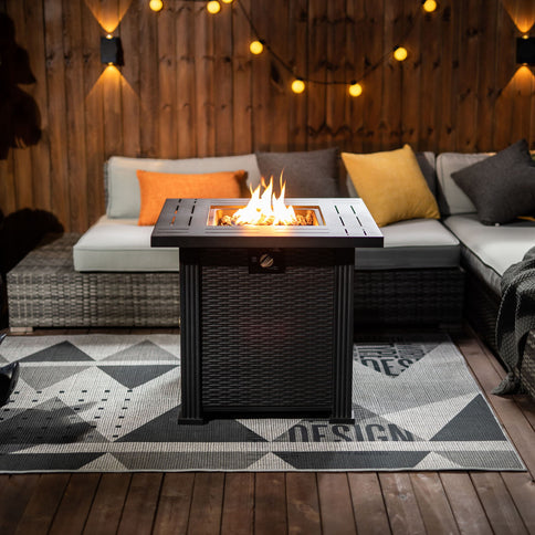 Square Fire Pit Table - Brown