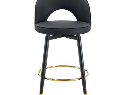 Modern Upholstered 360° Rotatable Bar Chair With Metal Legs For Dining Room (Set of 2)