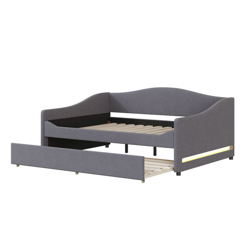 Upholstered Daybed With Light And Trundle