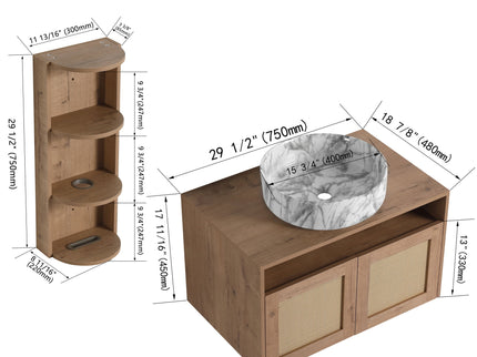 Bathroom Vanity & Art Sink And Storage Rack, Float Mounting Design