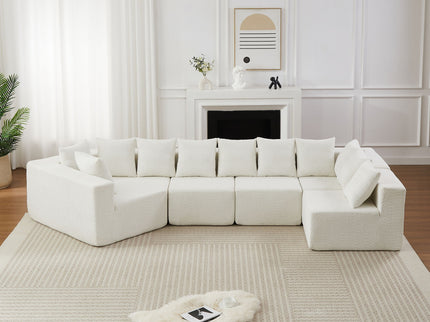 L - Shaped Modular Sofa With Deep Seat And 11 Pillows