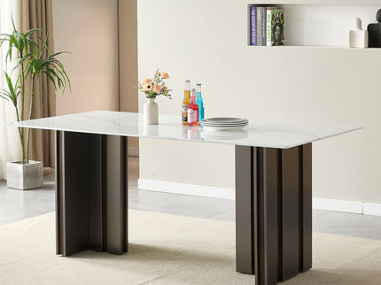 Rectangular Dining Table - Gray / White