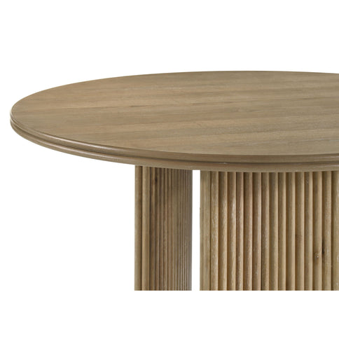 Dreydon - Round Dining Table With Textured Tripod Base - Light Brown