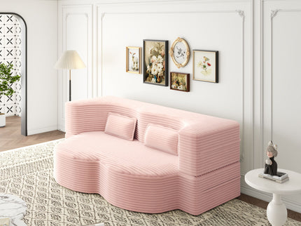 Convertible Foam-Filled Sleeper Sofa Bed With 2 Pillows