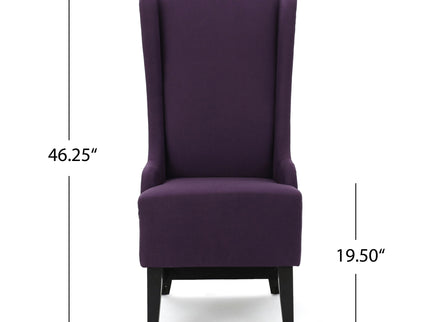 Fabric Dining Chair With High Back And Birch Wood Legs - Plum