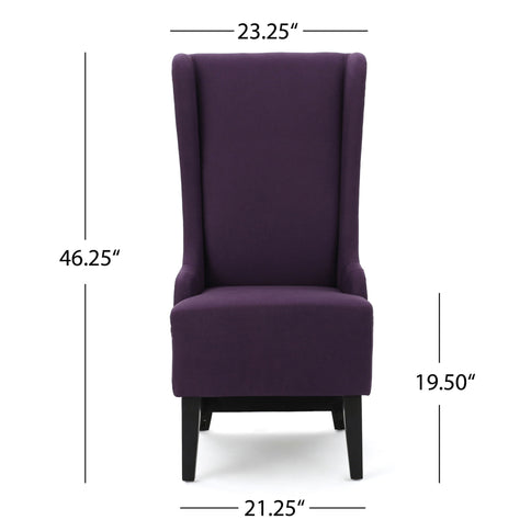 Fabric Dining Chair With High Back And Birch Wood Legs - Plum