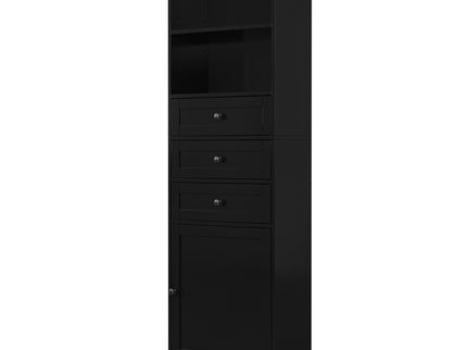 Tall Storage Cabinet With 3 Drawers And Adjustable Shelves For Bathroom
