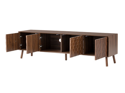 TV Stand With Soft Closing Hinges And Cable Management - Walnut