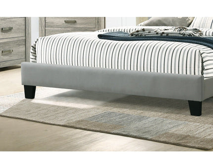 California King Size Tufted Headboard Platform Bedframe, Bedroom Furniture - Gray / Light Gray