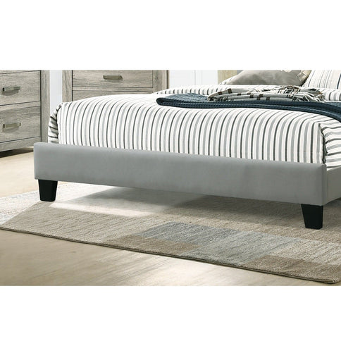 California King Size Tufted Headboard Platform Bedframe, Bedroom Furniture - Gray / Light Gray