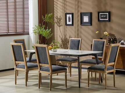 French Country Style Dining Chair With Upholstered Seating And Fluted Legs