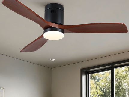Low Profile Flush Mount Intergrated LED Ceiling Fan With Light And Silent Reversible Motor