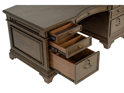 Stigham - 7 Drawer Executive Desk With Lockable File Cabinets - Oak