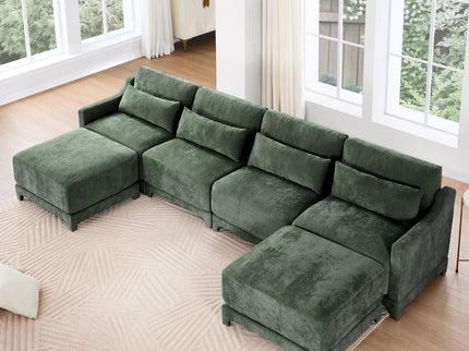 Stylish Sofa With Ottoman And Lumbar Pillows, Ergonomic Design