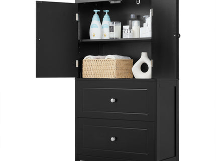 Bathroom Storage Cabinet With 2 Doors And Drawers, Adjustable Shelf