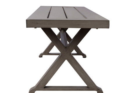 Modern Aluminum Outdoor Dining Bench With X Base - Dark Gray
