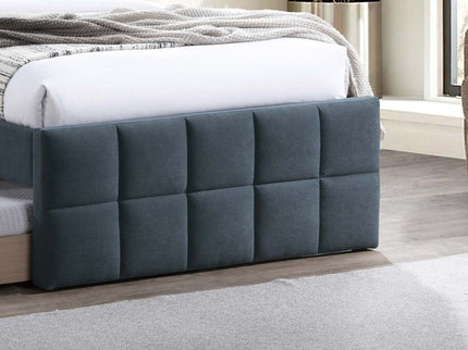 Contemporary Style Bed With Trundle Upholstered Headboard And Footboard Grid Pattern